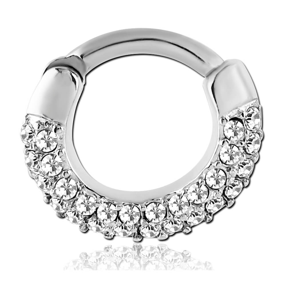 Bijou de septum acier clicker Cristal Riviera