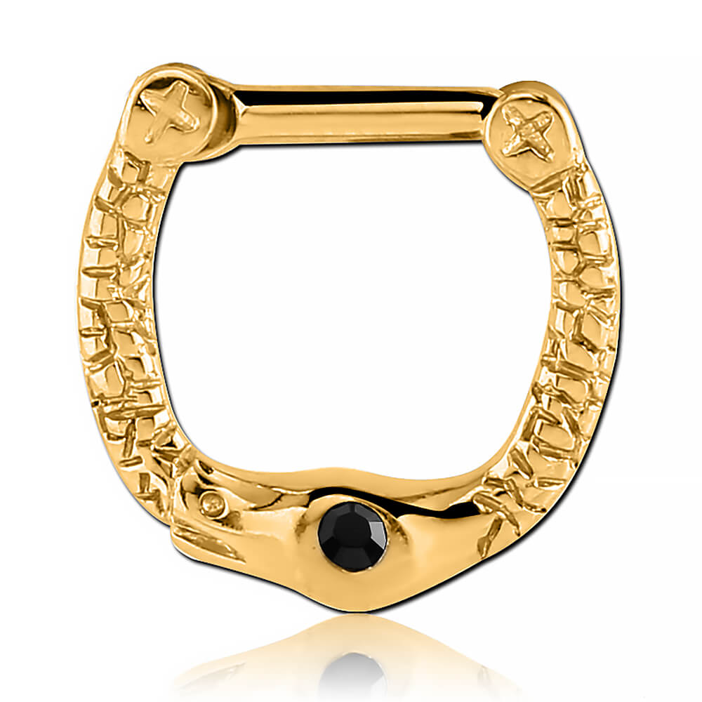 Bijou de septum acier plaqué or 18k clicker Jörmungand