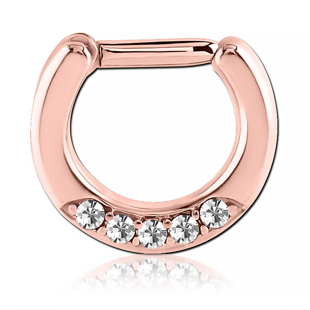 Bijou de septum acier plaqué or rose 18k clicker Sherine