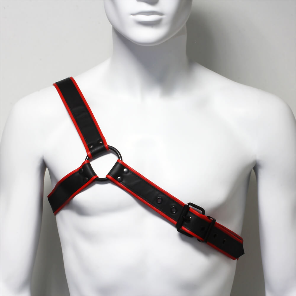 Harnais homme cuir noir et rouge Gladiateur