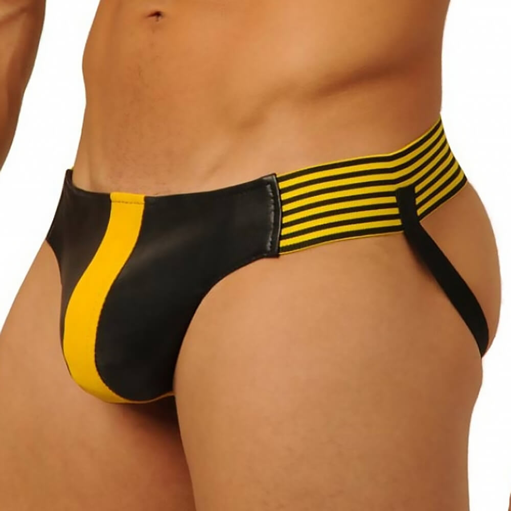 Jockstrap homme cuir Fist Leather jaune