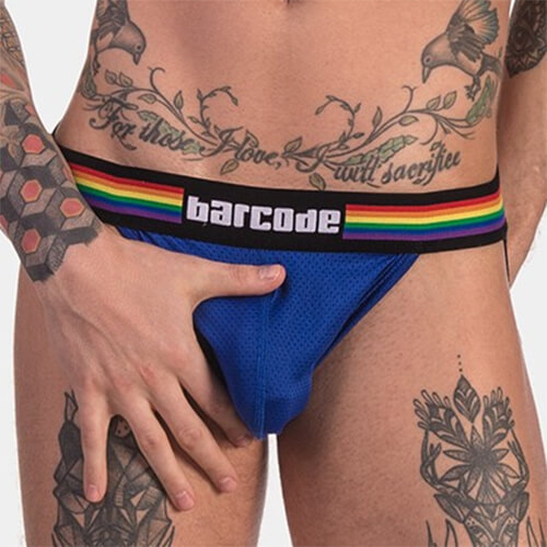 Jockstrap homme Barcode Berlin Pride Bleu