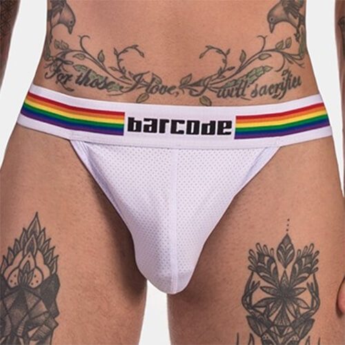 Jockstrap homme Barcode Berlin Pride Blanc