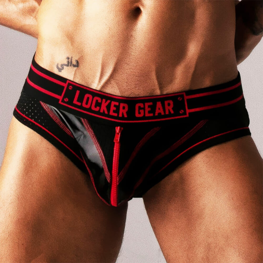 Slip bottomless Locker Gear Zipper Noir-Rouge