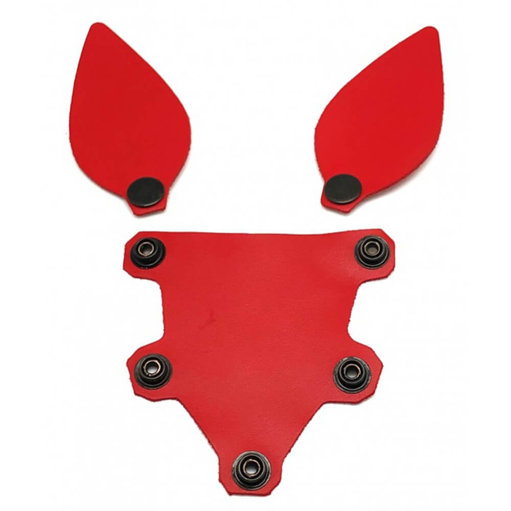 Set oreilles et langue en cuir rouge pour masque puppy The Red