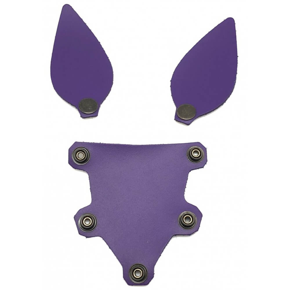 Set oreilles et langue en cuir violet pour masque puppy The Red