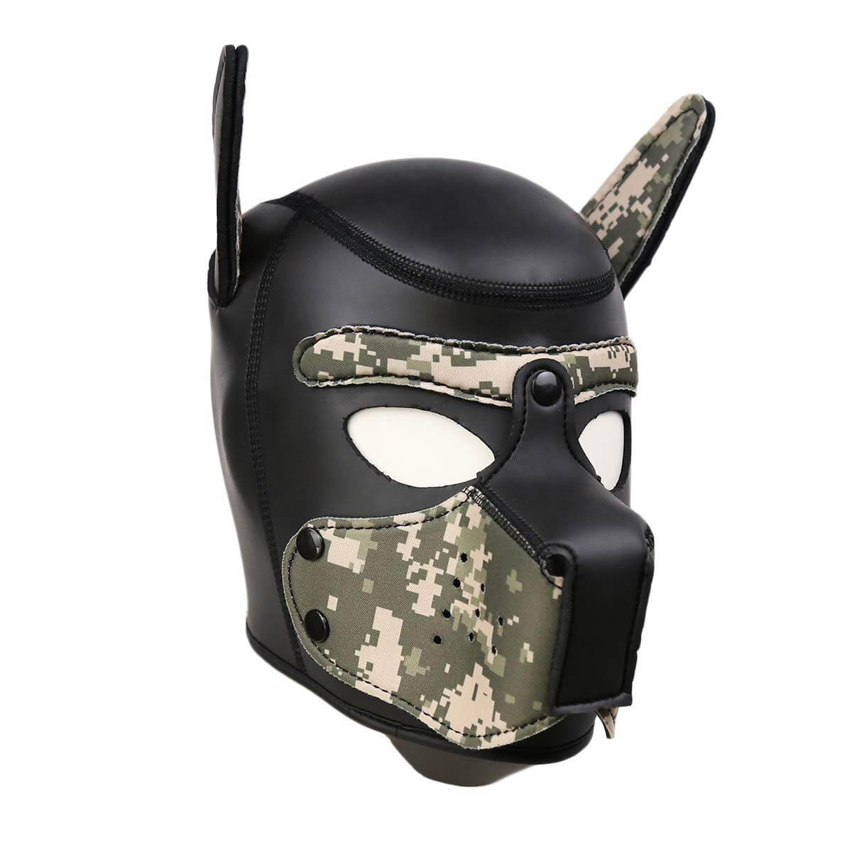 Masque Puppy néoprène Kinky Puppy noir et camouflage