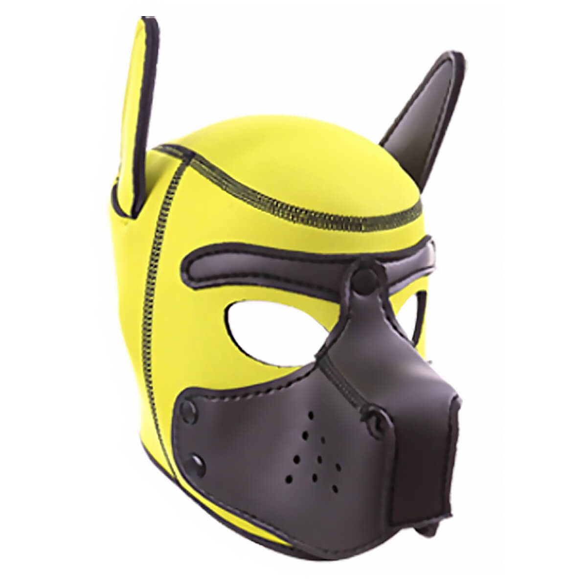 Masque Puppy néoprène Kinky Puppy jaune et noir