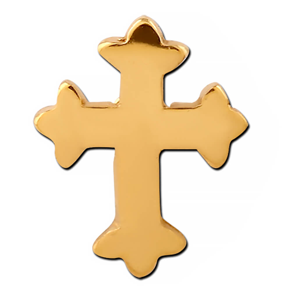 Croix gothique plaqué or pour tige 1.6mm vis interne ou micro-dermal