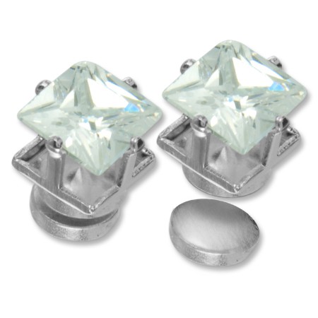 Boucles d'oreille magnétiques Cristal carré 8mm
