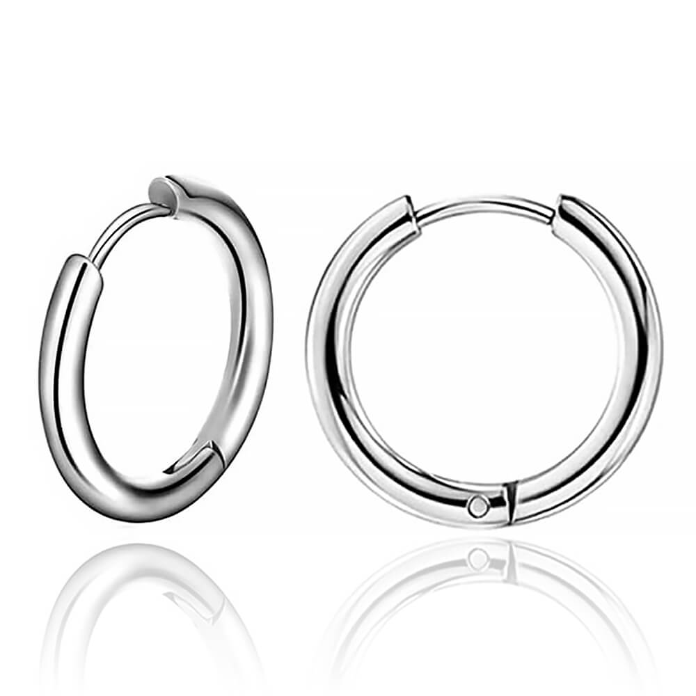 Paire de créoles acier 2mm x 14mm