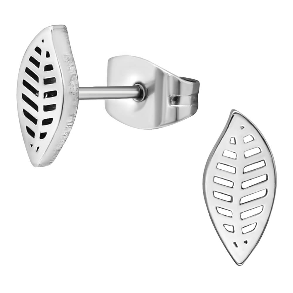 Clous d'oreille acier Feuille