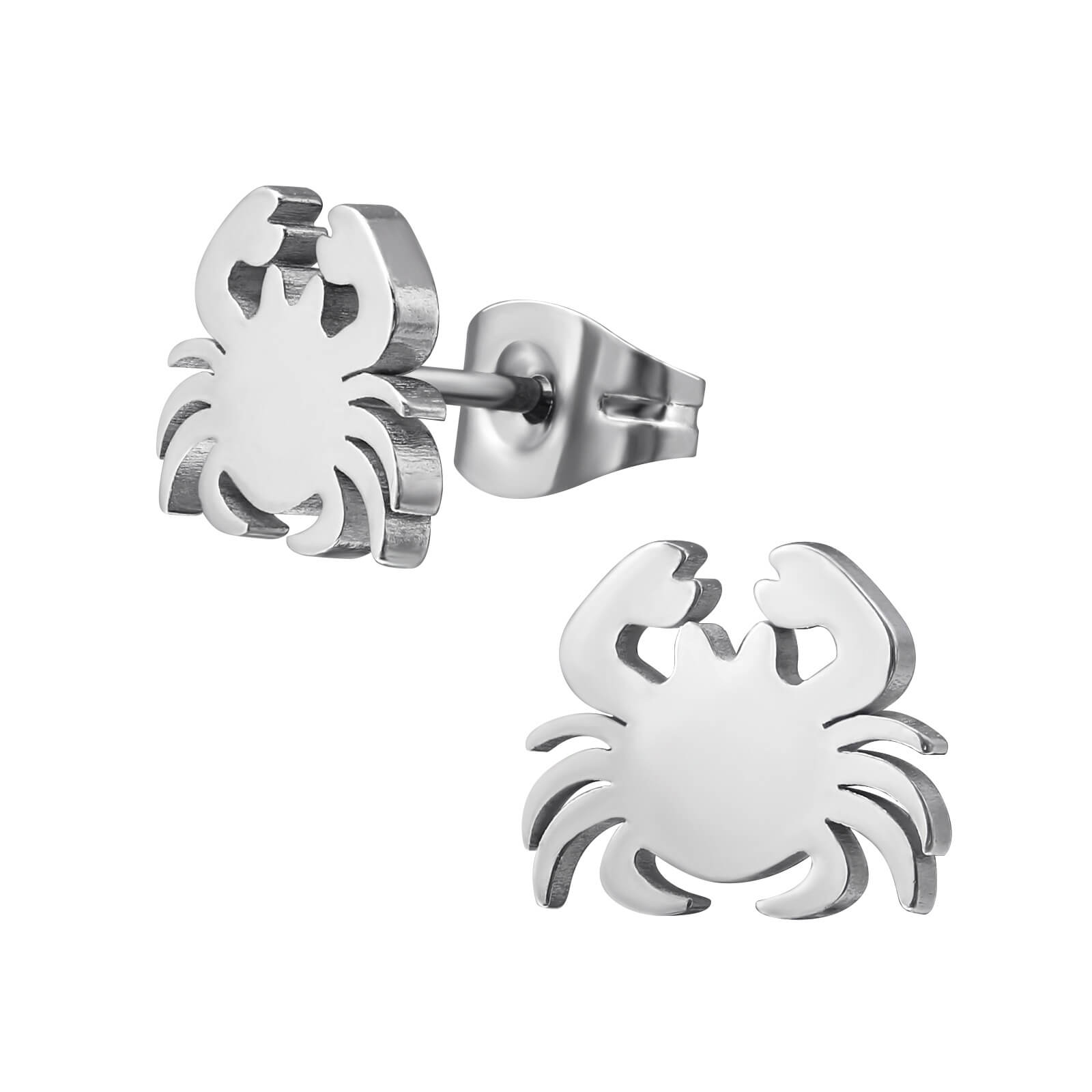 Clous d'oreille acier Crabe