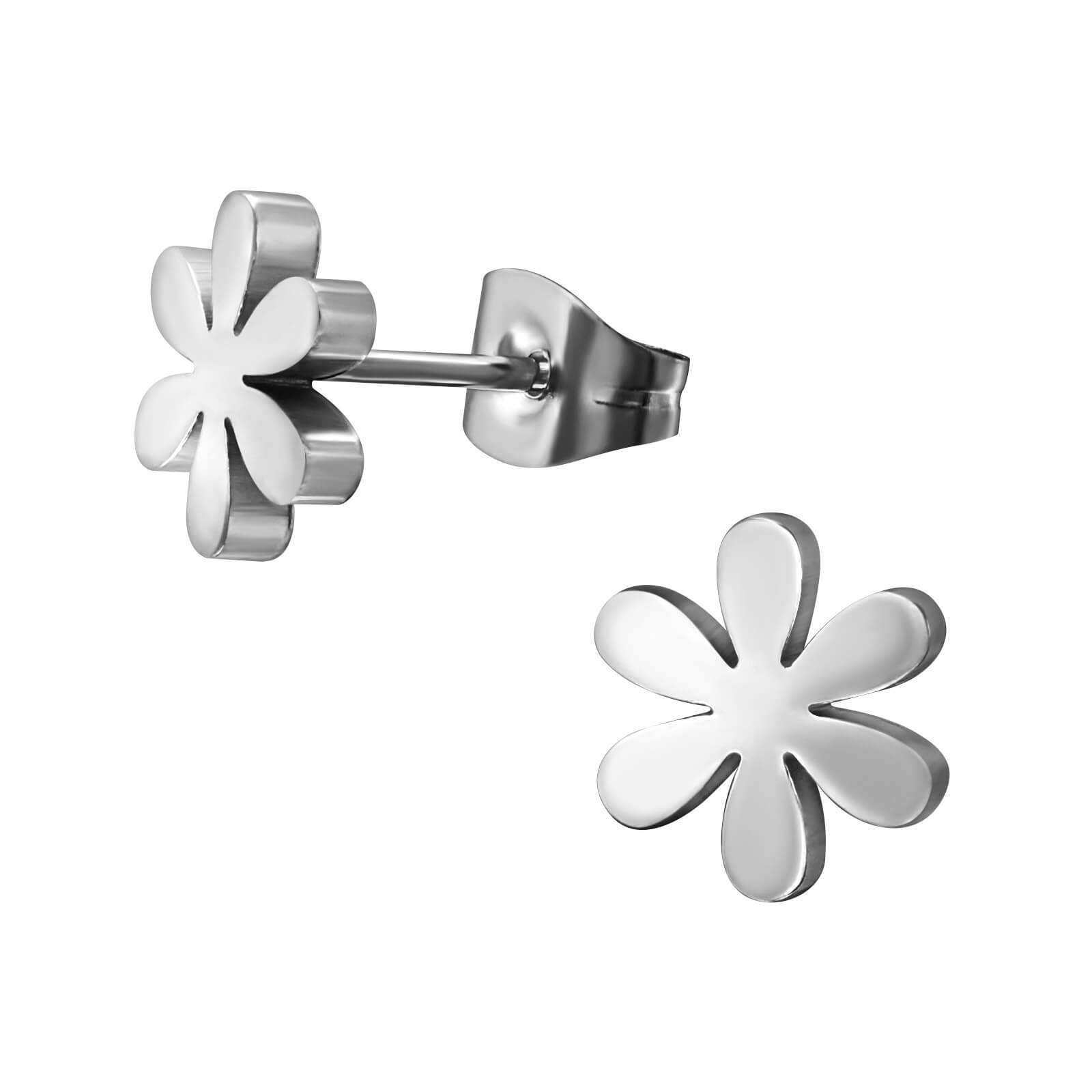 Clous d'oreille acier Flower Power