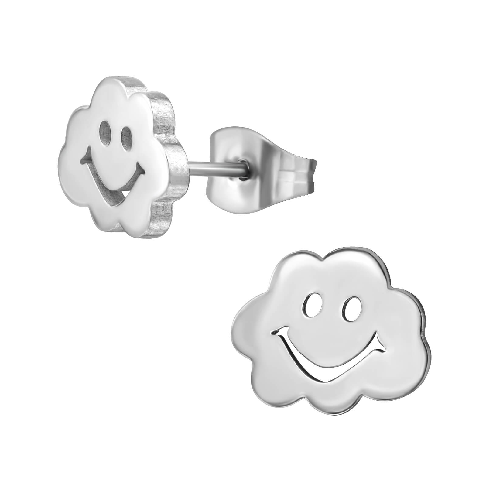 Clous d'oreille acier Happy Cloud