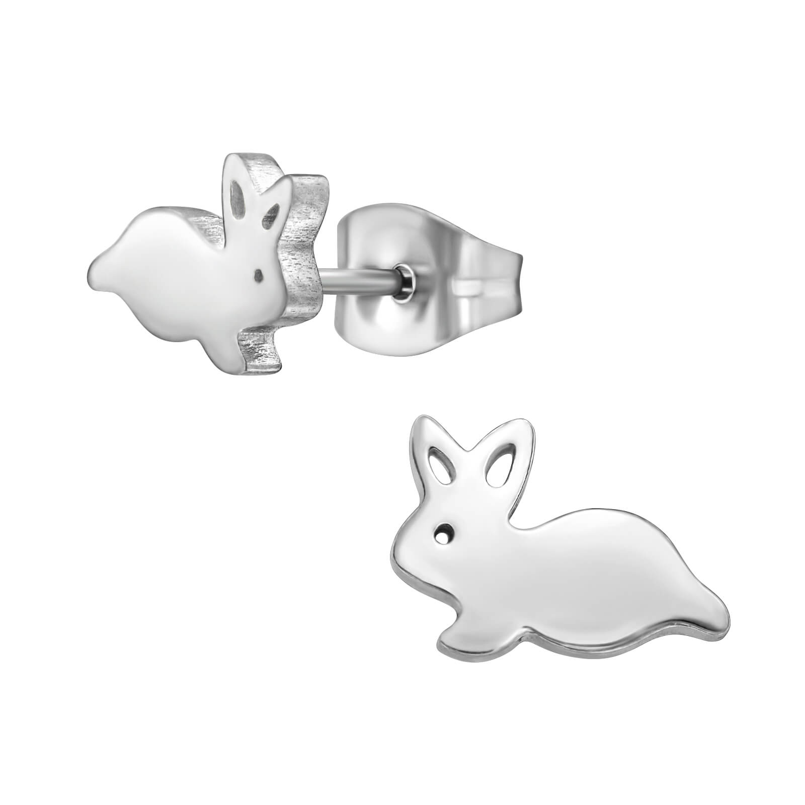 Clous d'oreille acier Lapin