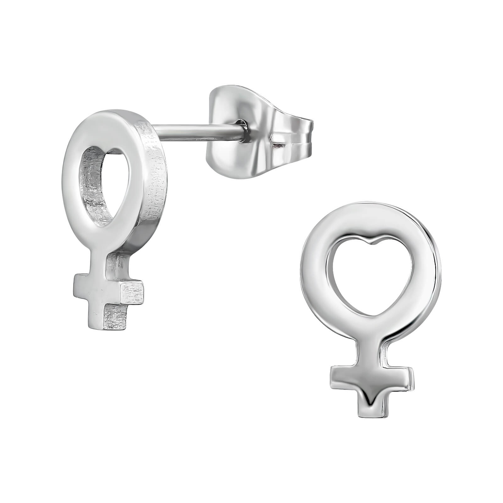 Clous d'oreille acier symbole Féminin