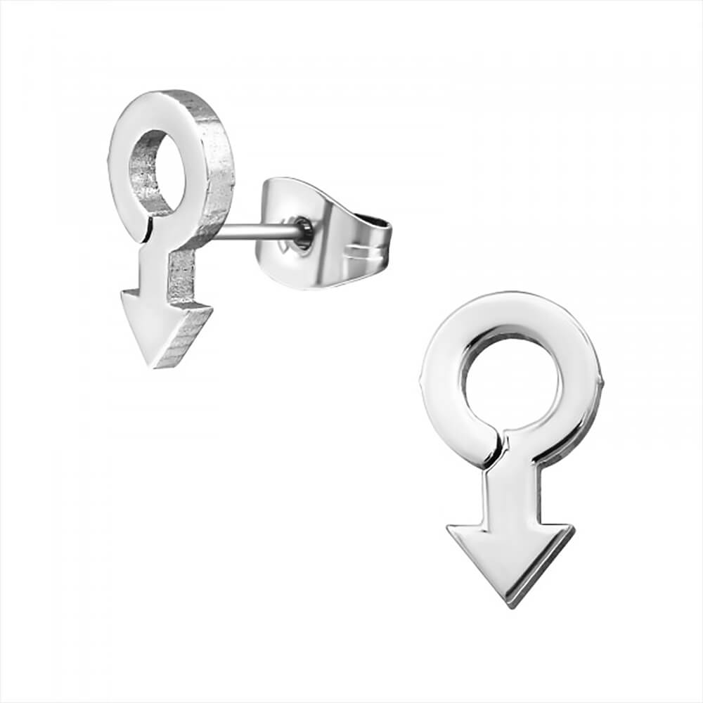 Clous d'oreille acier symbole Masculin