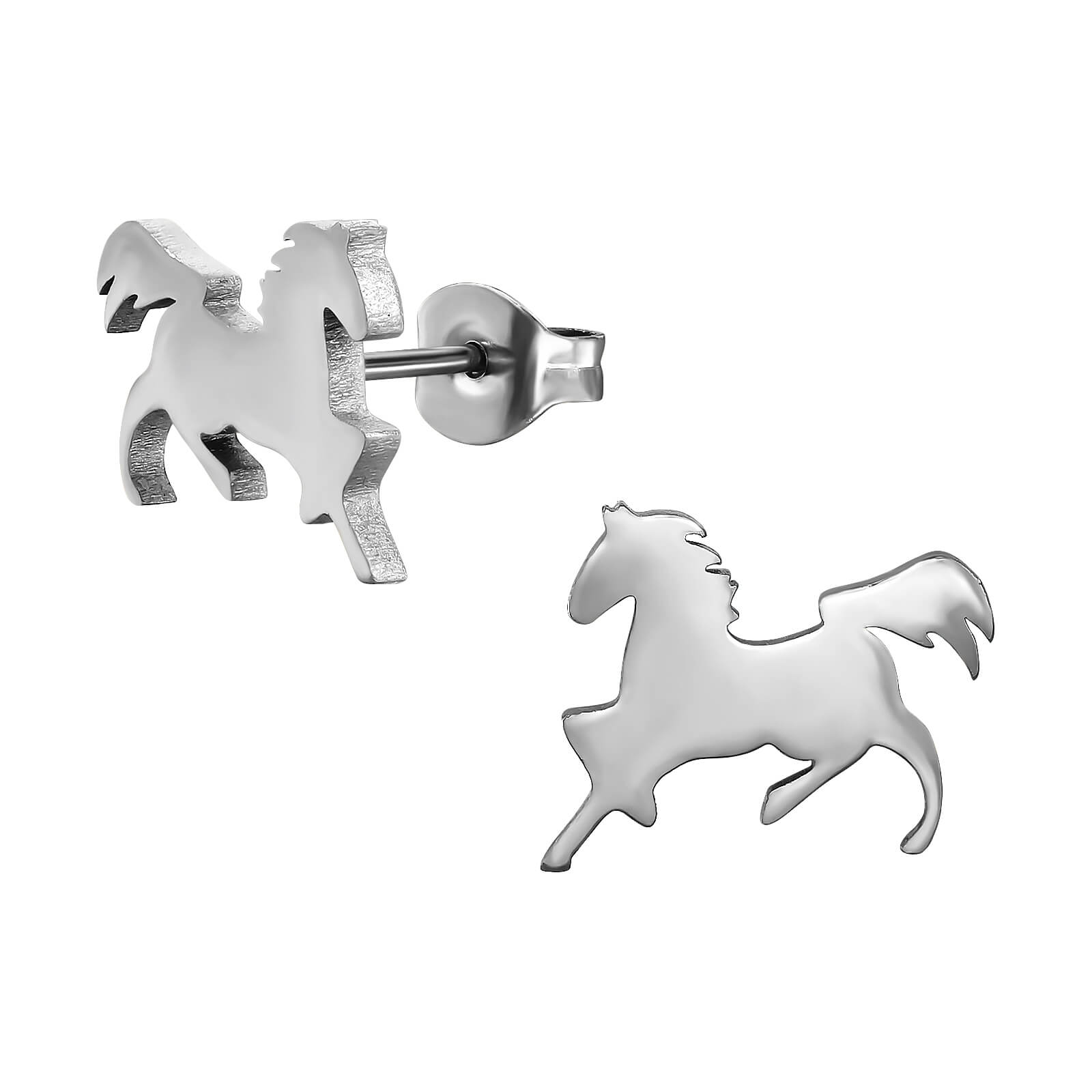 Clous d'oreille acier Cheval