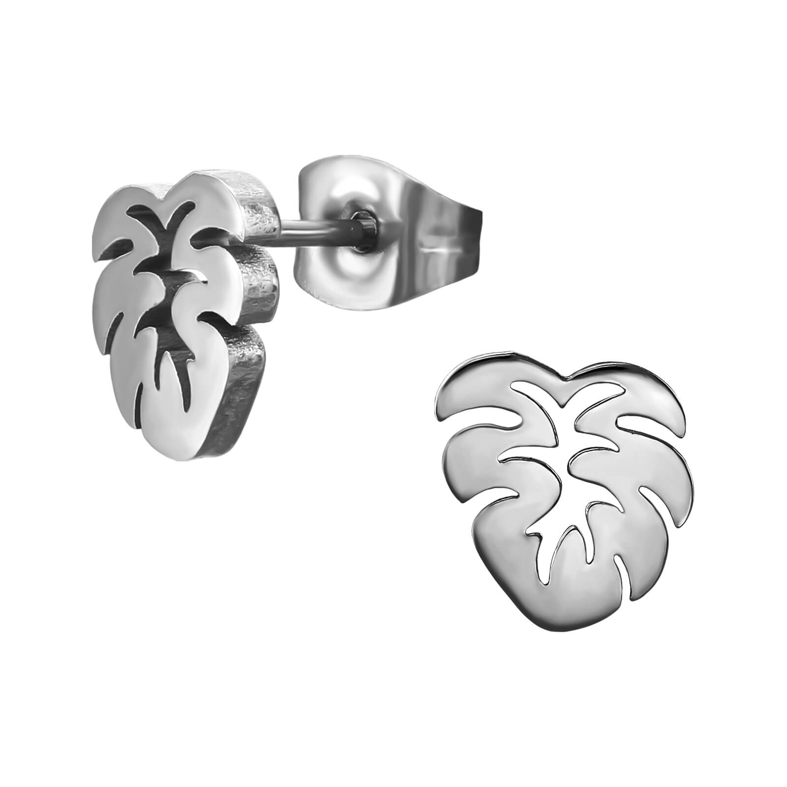 Clous d'oreille acier Monstera