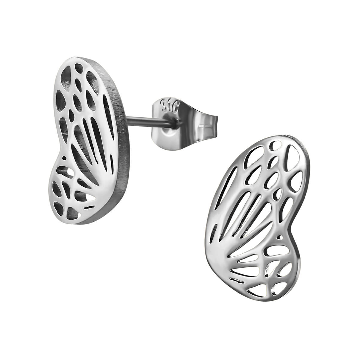 Clous d'oreille acier Ailes de Papillon