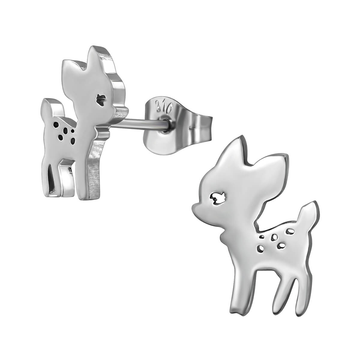 Clous d'oreille acier Faon