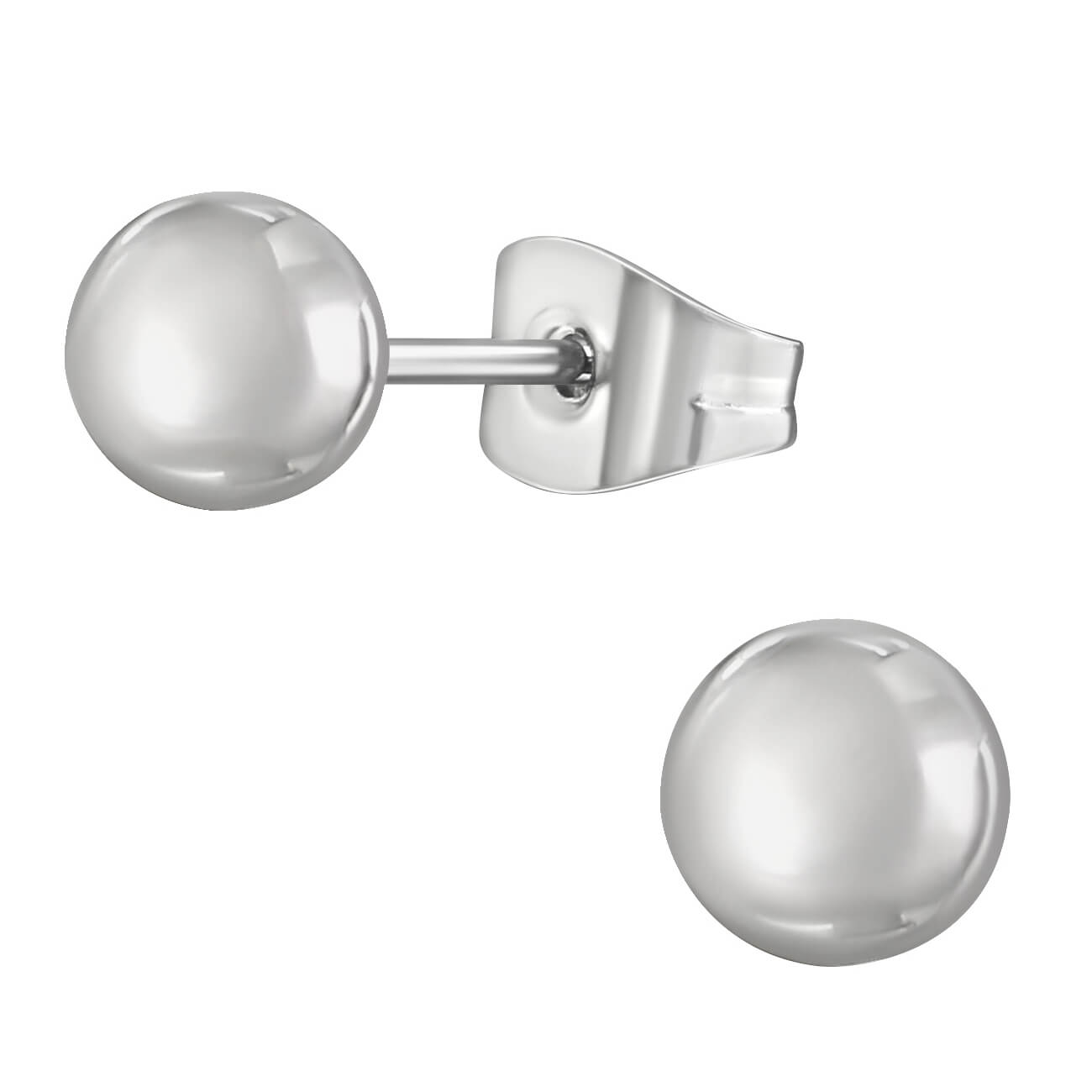 Clous d'oreille acier boule 4mm