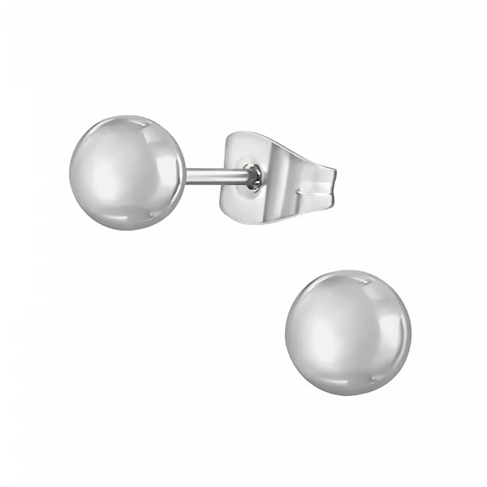 Clous d'oreille acier boule 5mm