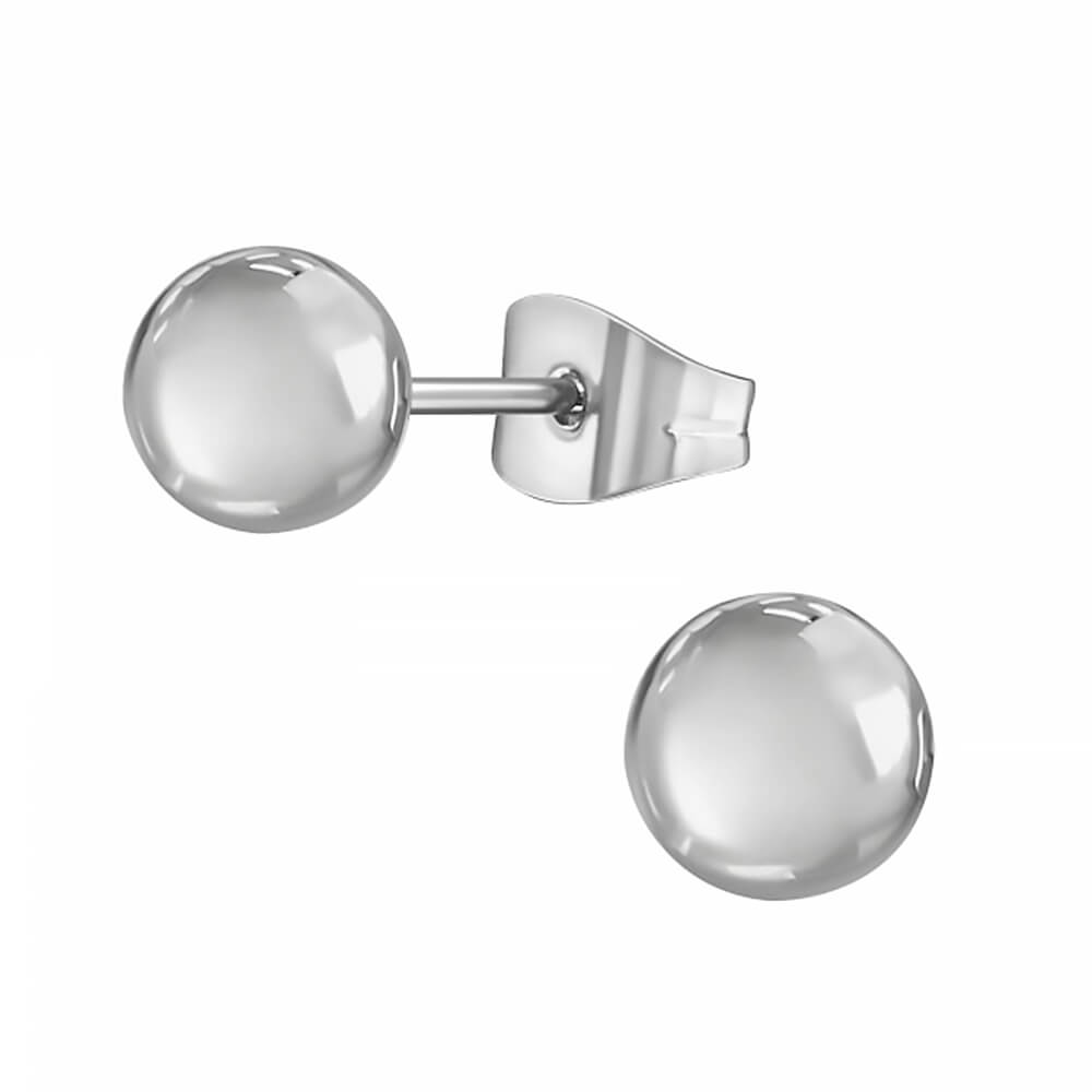 Clous d'oreille acier boule 6mm