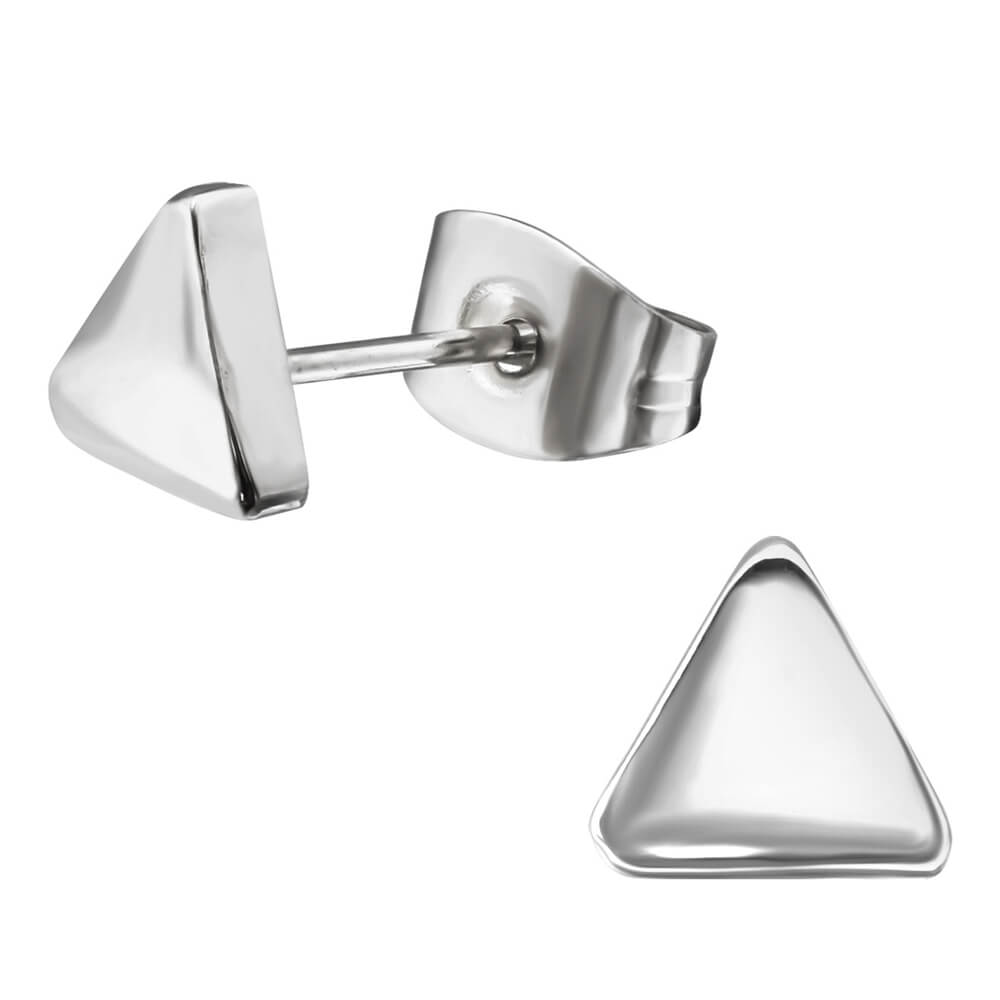 Clous d'oreille acier motif triangle 6mm