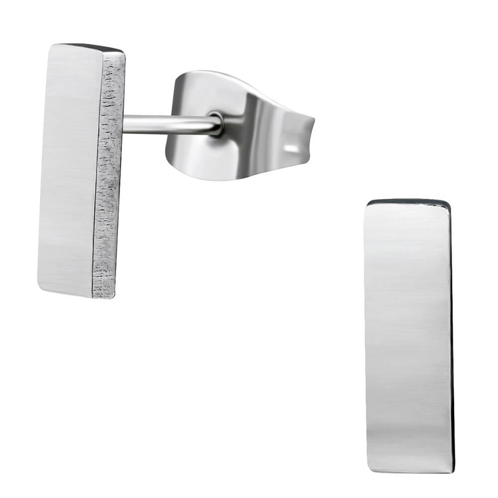 Clous d'oreille acier motif rectangle 10mm