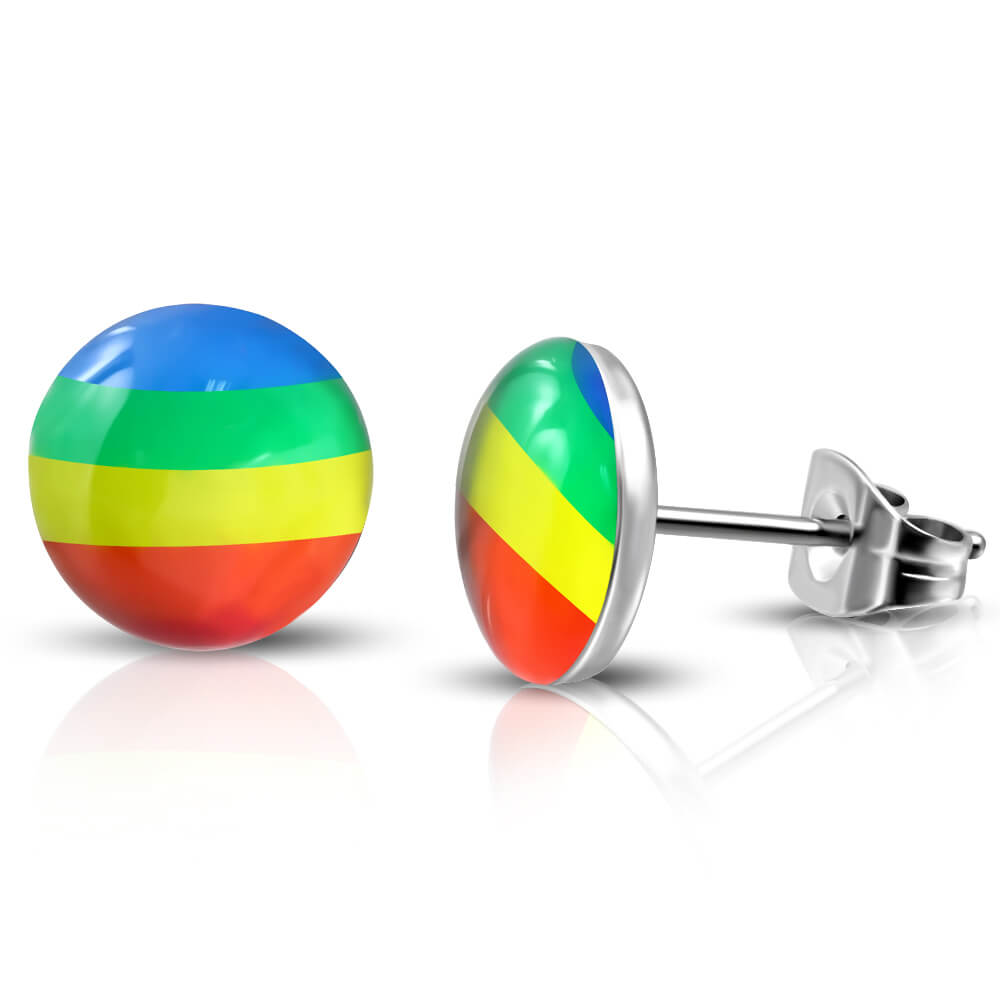 Clous d'oreille acier logo Rainbow flag