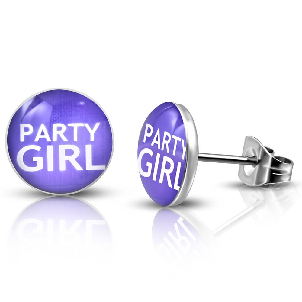 Clous d'oreille acier logo Party Girl