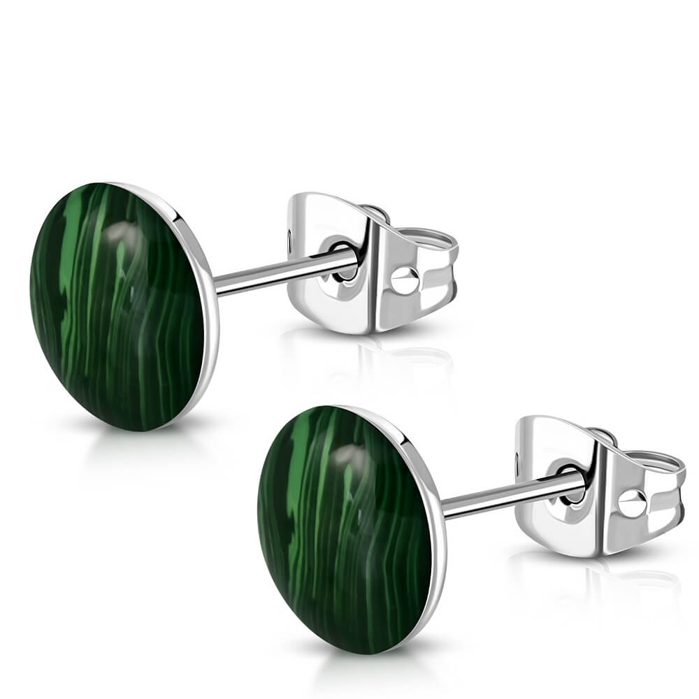 Clous d'oreille acier logo Green Marble
