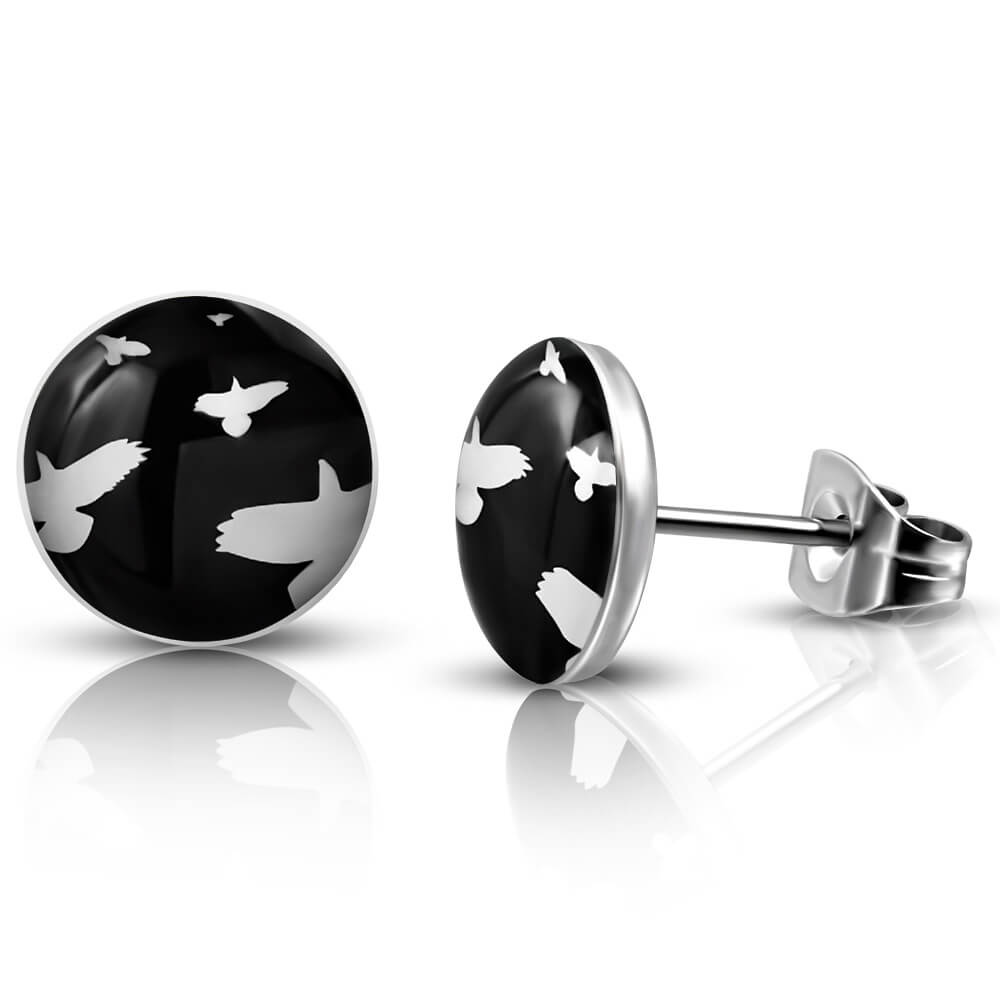 Clous d'oreille acier logo Flying Birds