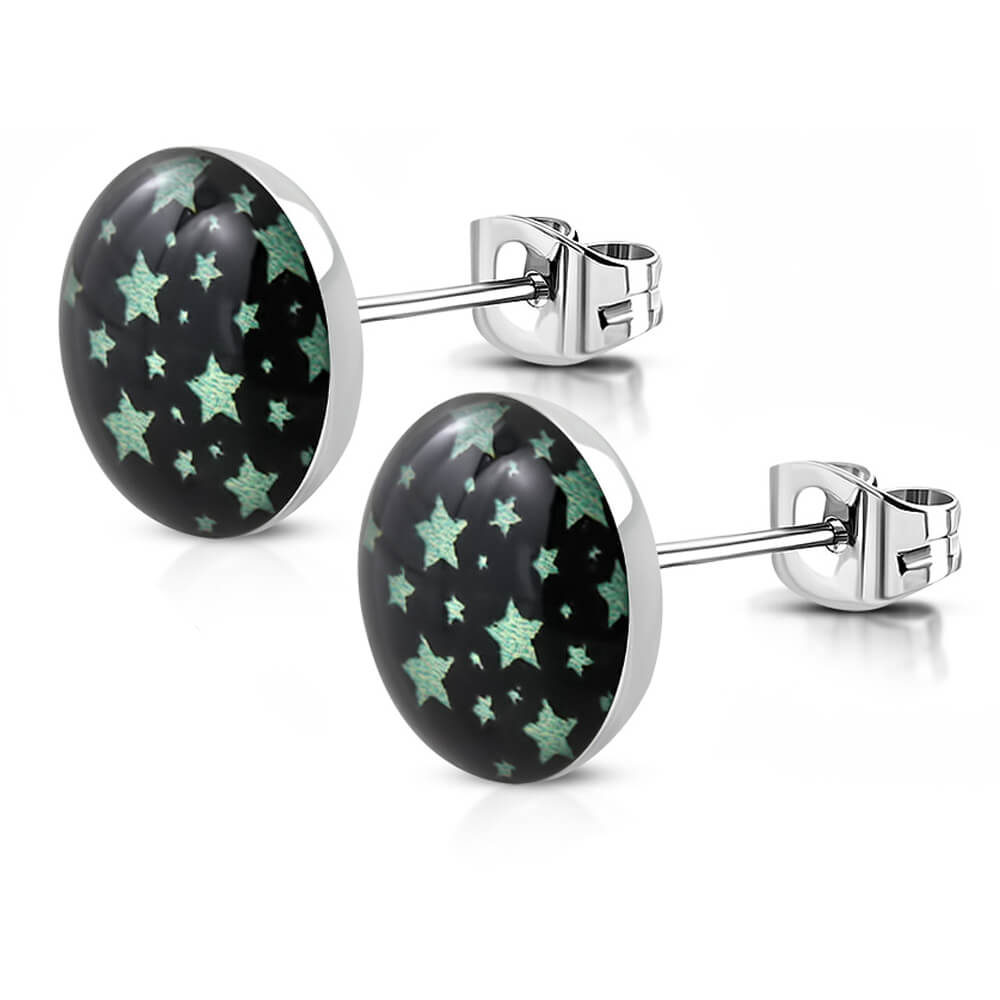 Clous d'oreille acier logo Green Stars