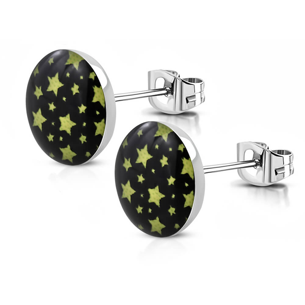 Clous d'oreille acier logo Yellow Stars