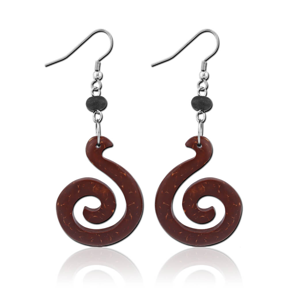 Paire de boucles d'oreille pendantes bois Mystery