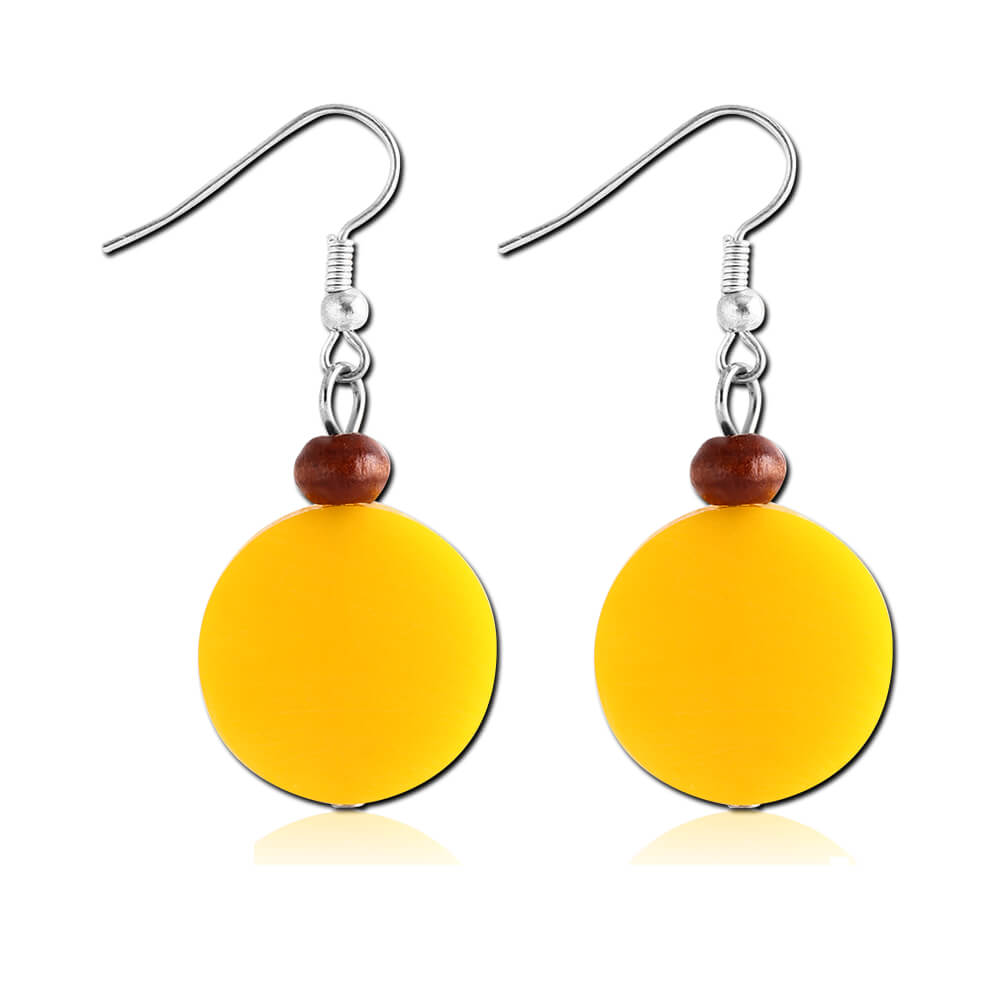 Paire de boucles d'oreille pendantes bois Yellow Moon