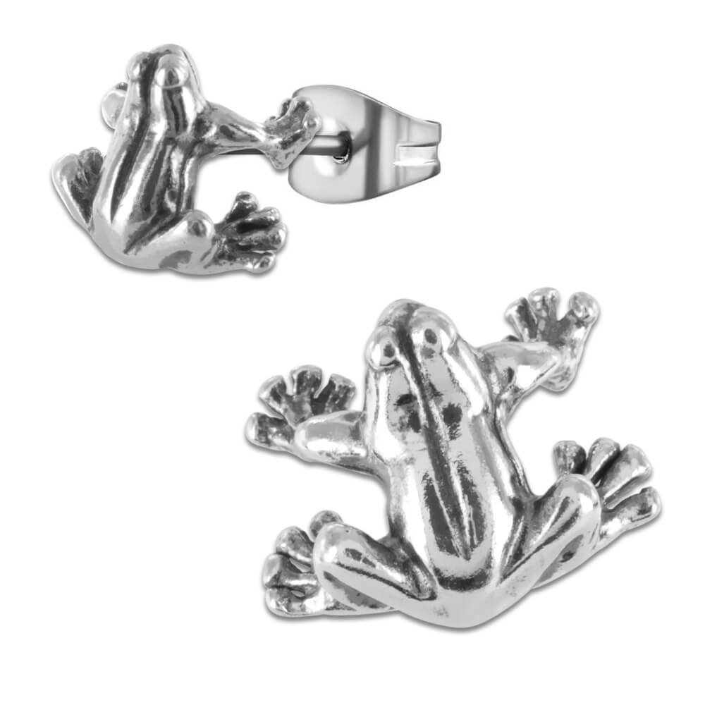 Clous d'oreille argent Grenouille