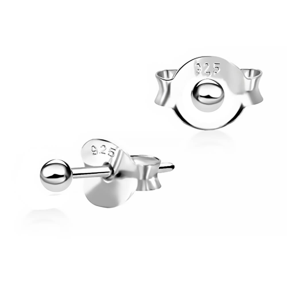 Clous d'oreille argent boules 2mm