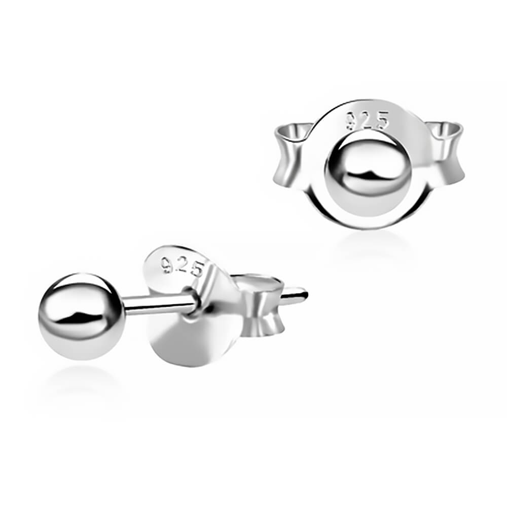 Clous d'oreille argent boule 3mm