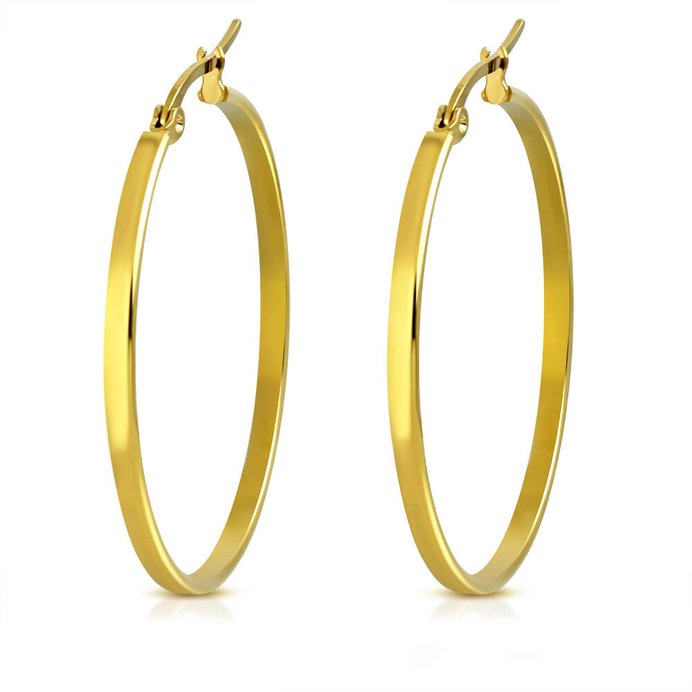 Boucles D'oreilles Créoles Grandes Anneaux Argenté - Percées, Parfait état, Marque Générique