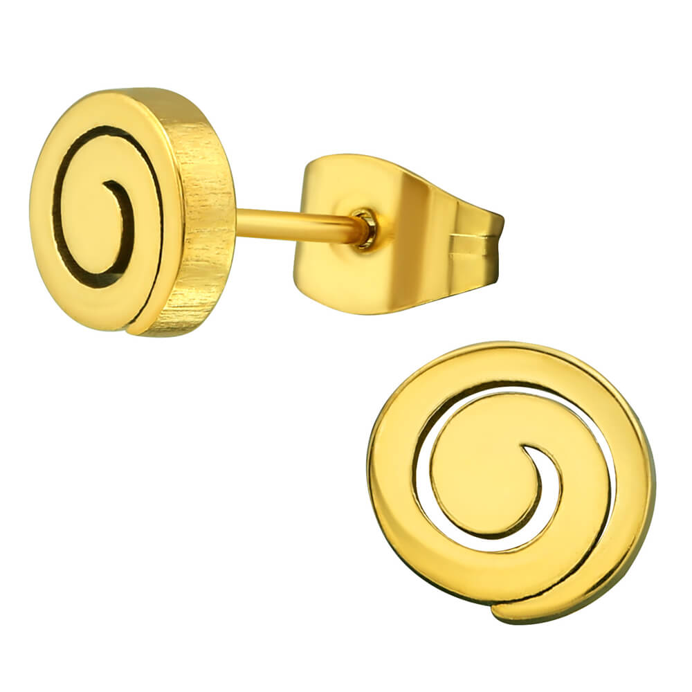 Clous d'oreille acier Gold Spirale