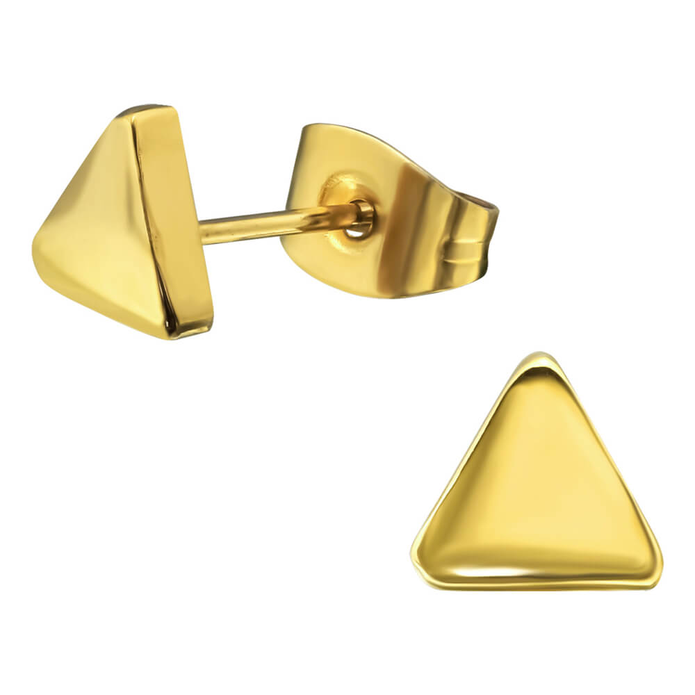 Clous d'oreille acier Gold motif triangle 6mm