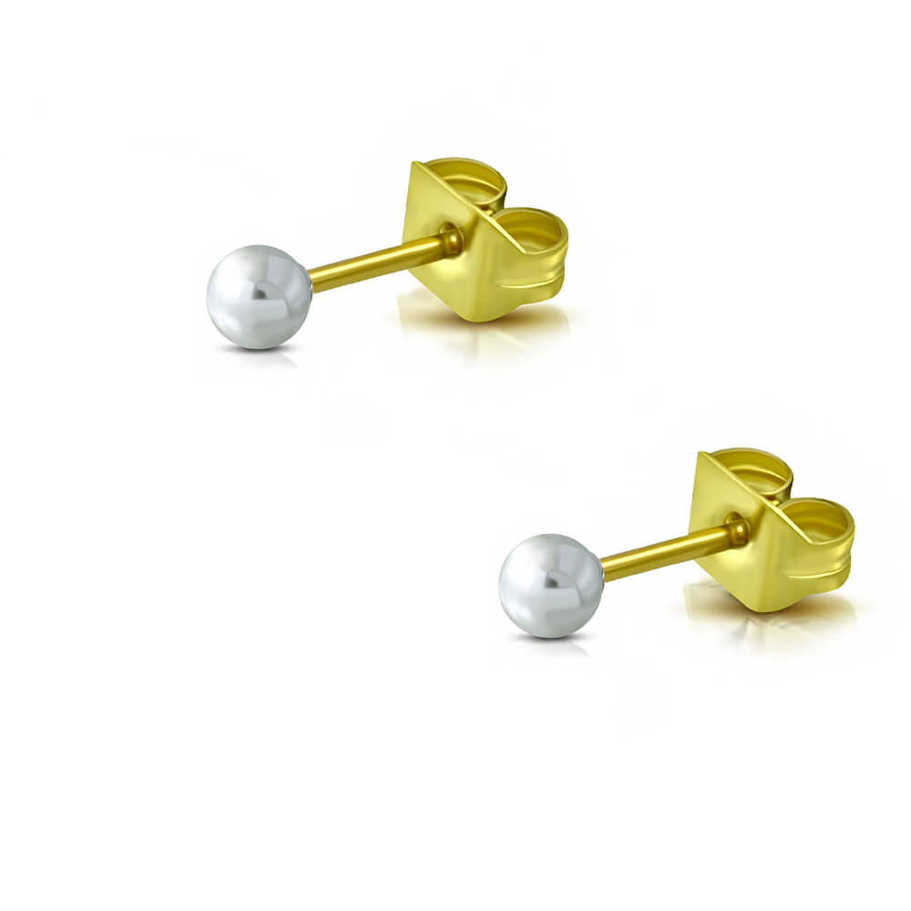 Clous d'oreille Acier Gold Perle synthétique 3mm