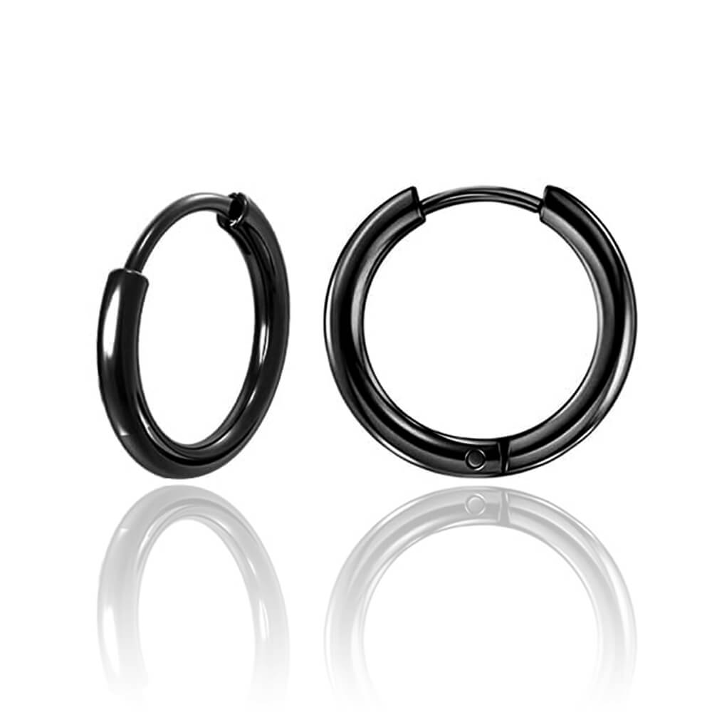 Paire de créoles clicker acier noir 2mm x 10mm