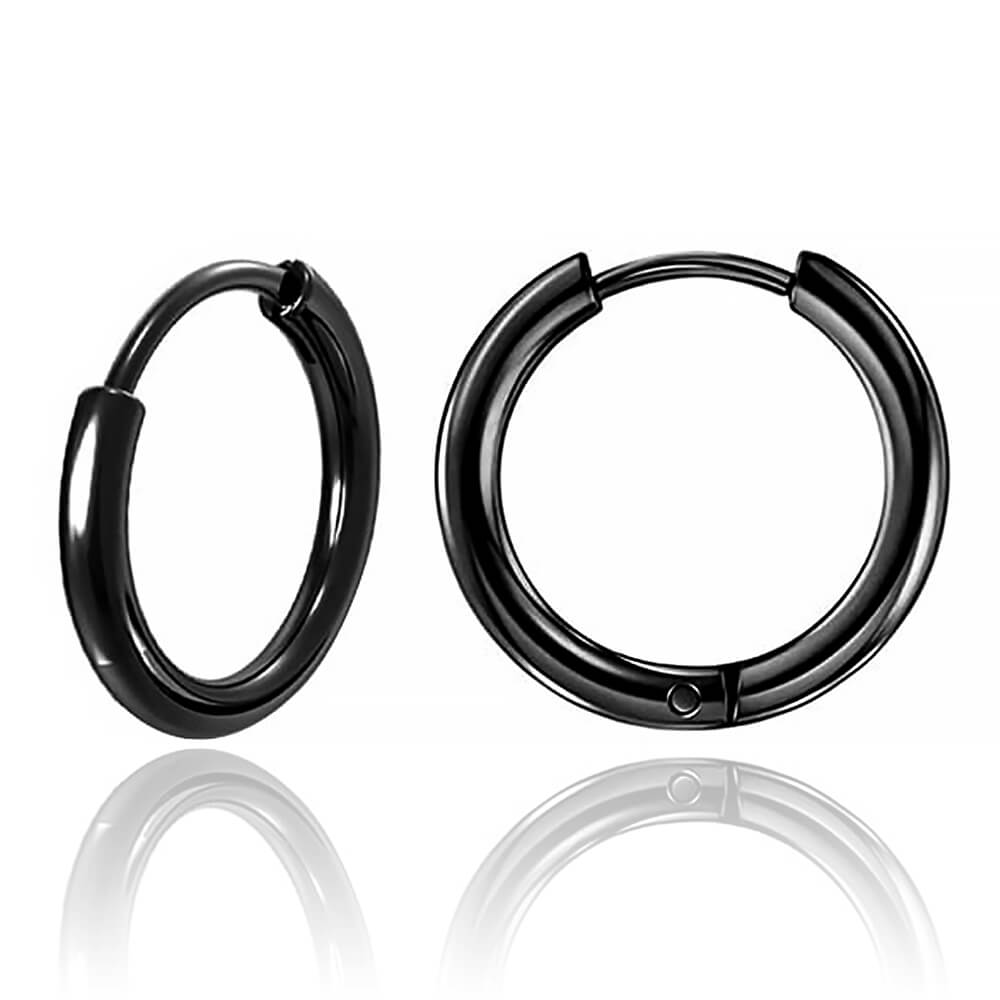 Paire de créoles clicker acier noir 2mm x 12mm