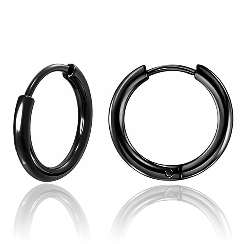 Paire de créoles clicker acier noir 2mm x 18mm