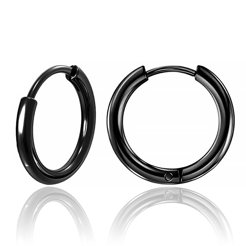 Paire de créoles clicker acier noir 2mm x 20mm